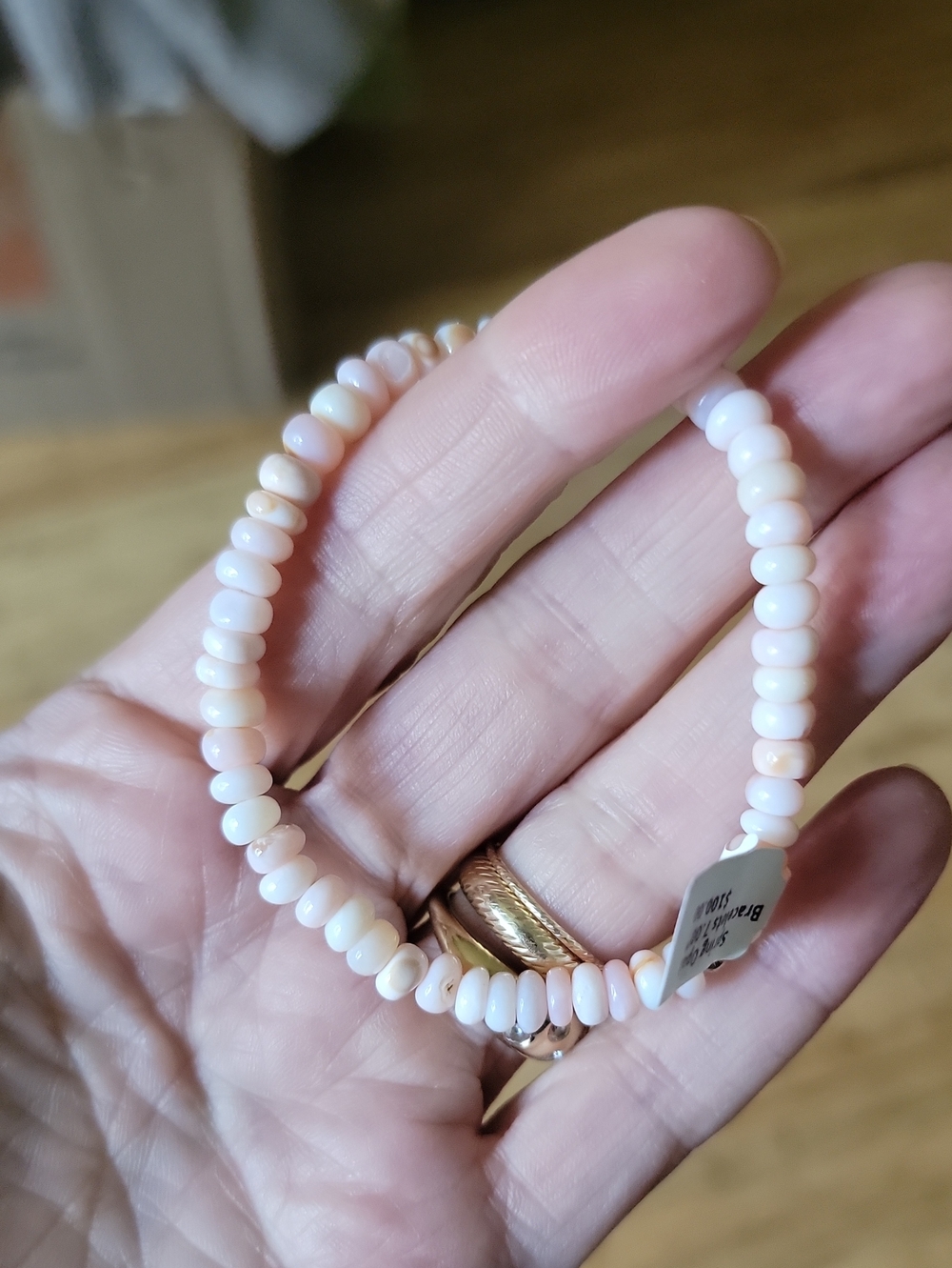 RLBYCL Delicate Pink OPAL Bead Stretch Bracelet - Women Jewelry